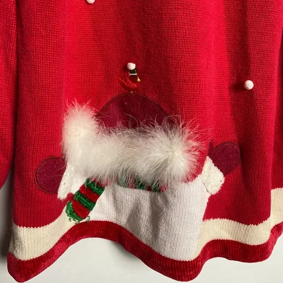 Vintage The Quacker Factory Women Sweater 1X Christmas Snowman Holiday Knit - Picture 5 of 9